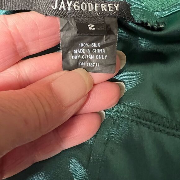 Jay Godfrey Women 100% Silk Halter Neck Tiered Flowy Green Chiffon Dress Sz 2 - Picture 4 of 4